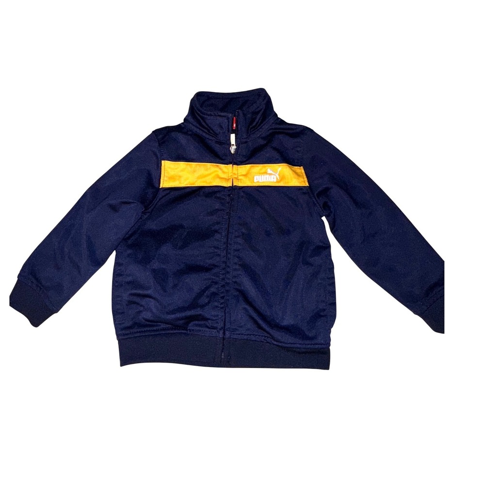 Puma Kids Navy Blue Yellow Stripe Full Zip Track Jacket Sportlifestyle 18M